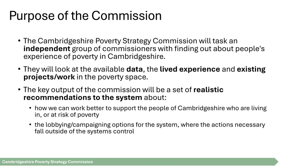 purpose of the commission