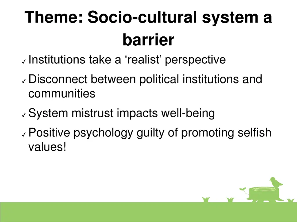 theme socio cultural system a barrier