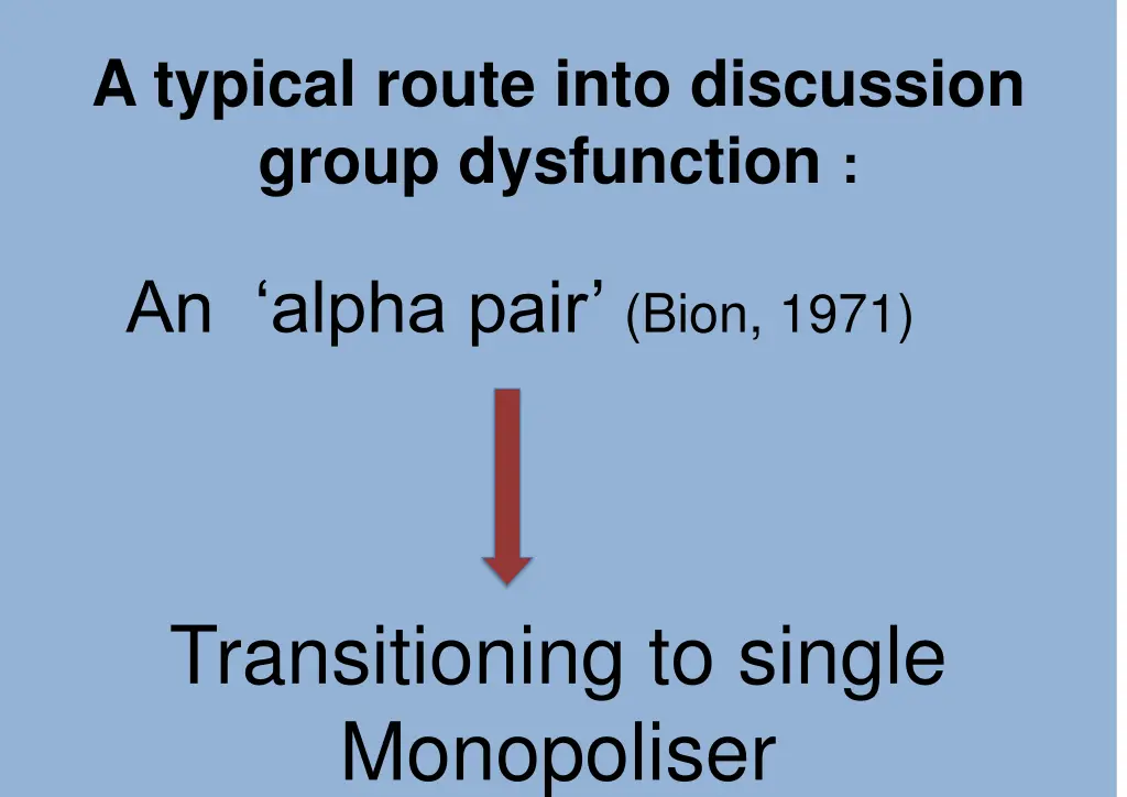 a typical route into discussion group dysfunction