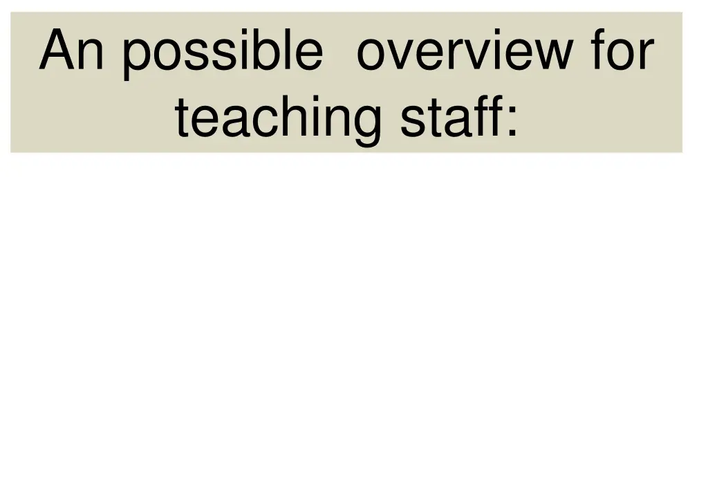 an possible overview for teaching staff