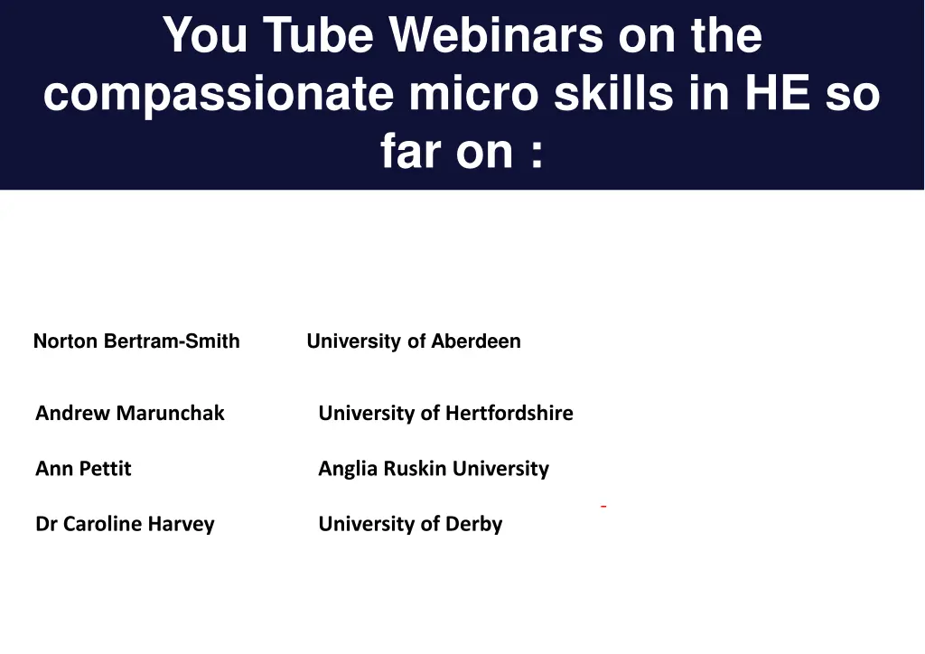 you tube webinars on the compassionate micro