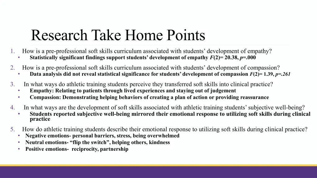 research take home points