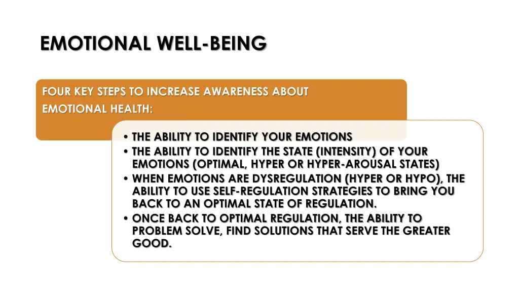 emotional well being