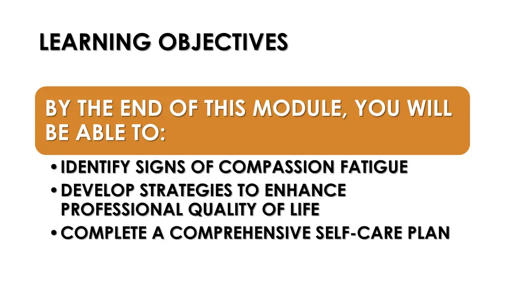 learning objectives