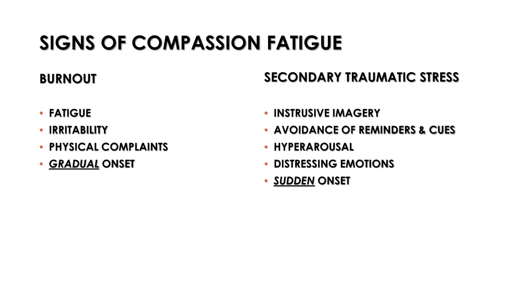 signs of compassion fatigue