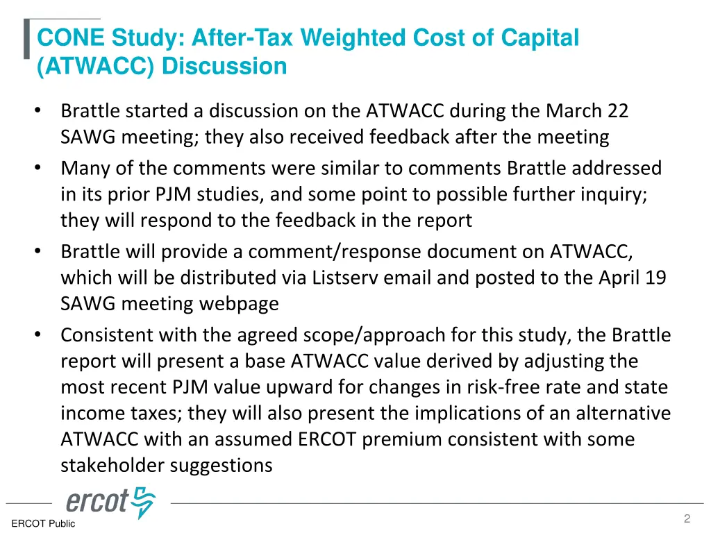 cone study after tax weighted cost of capital