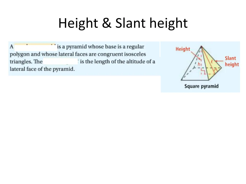 height slant height