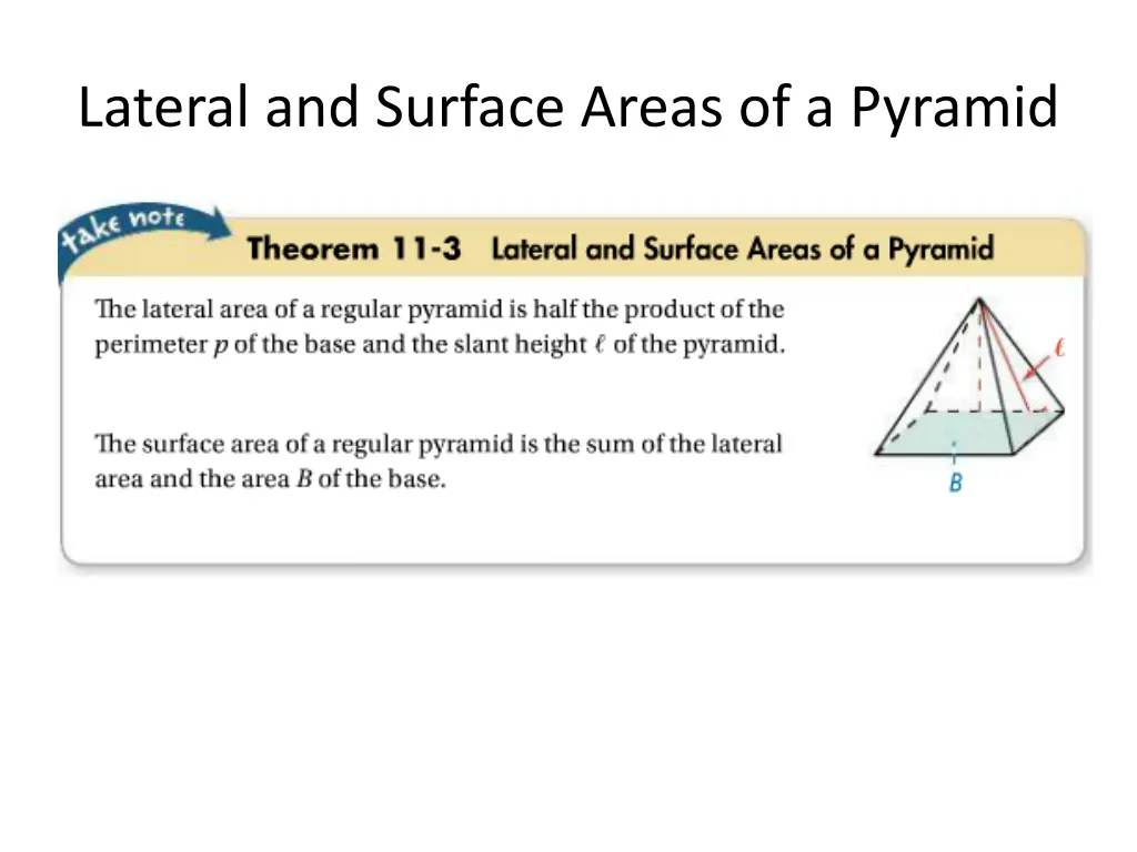 lateral and surface areas of a pyramid