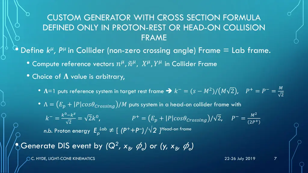 custom generator with cross section formula