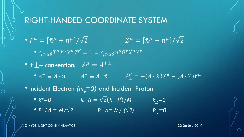 right handed coordinate system