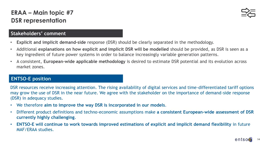 eraa main topic 7 dsr representation