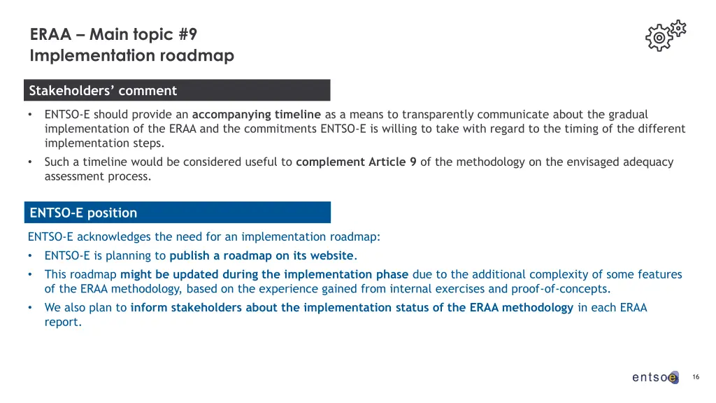 eraa main topic 9 implementation roadmap