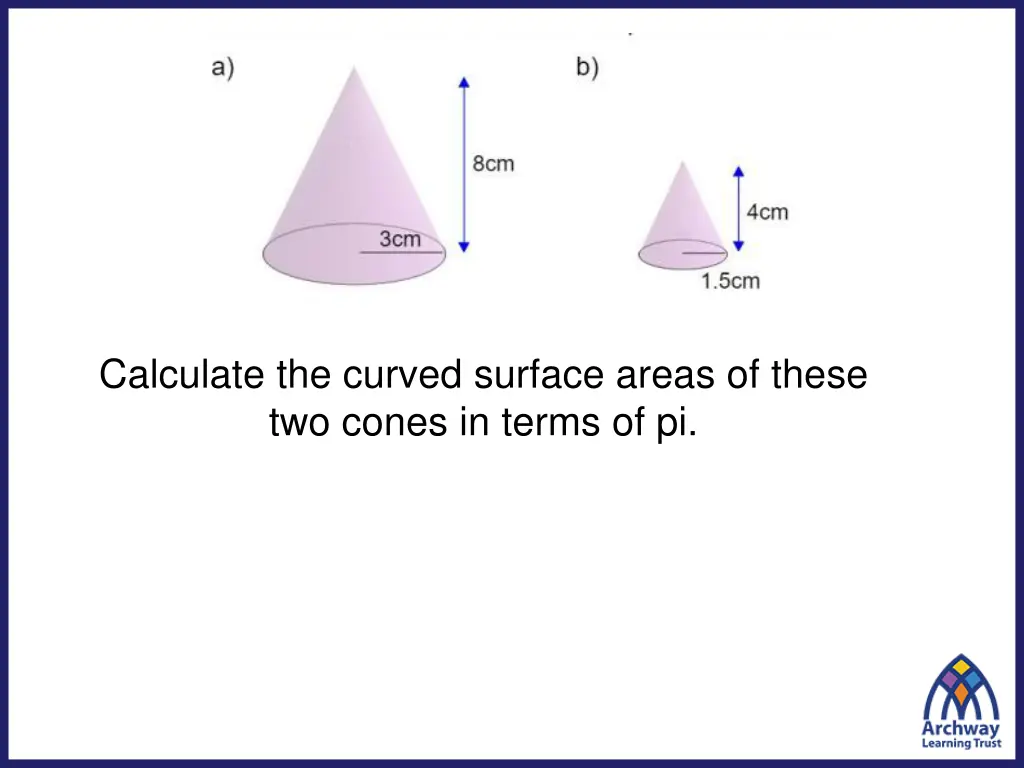 calculate the curved surface areas of these