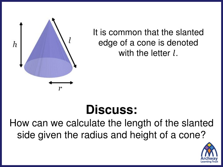 it is common that the slanted edge of a cone