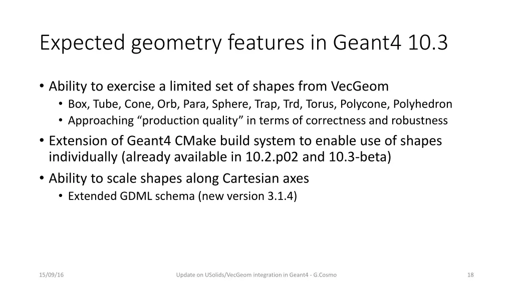 expected geometry features in geant4 10 3