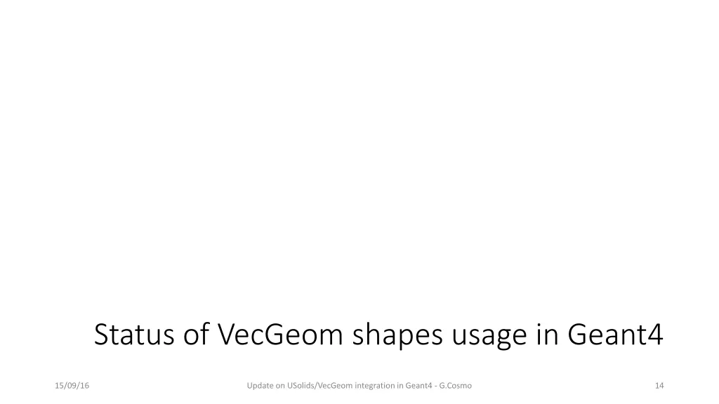 status of vecgeom shapes usage in geant4