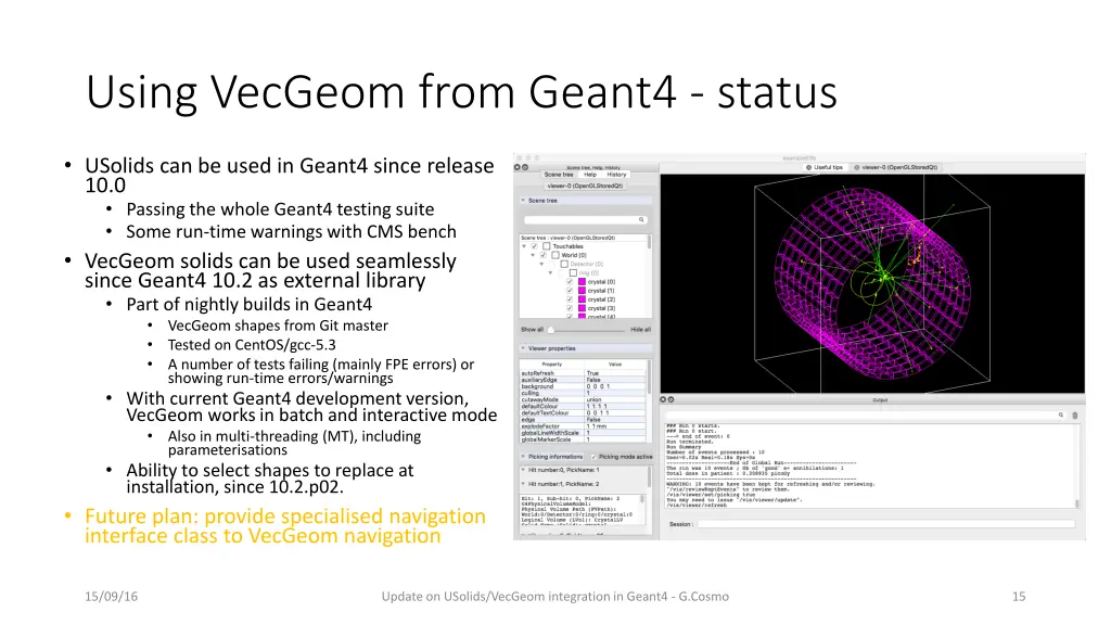 using vecgeom from geant4 status