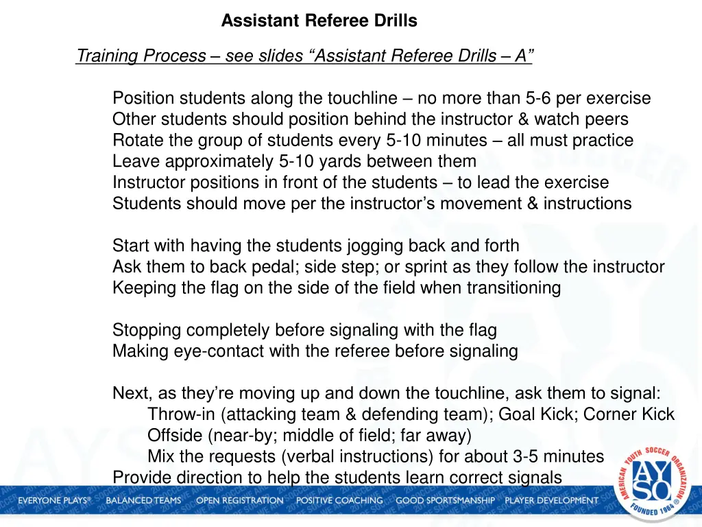 assistant referee drills