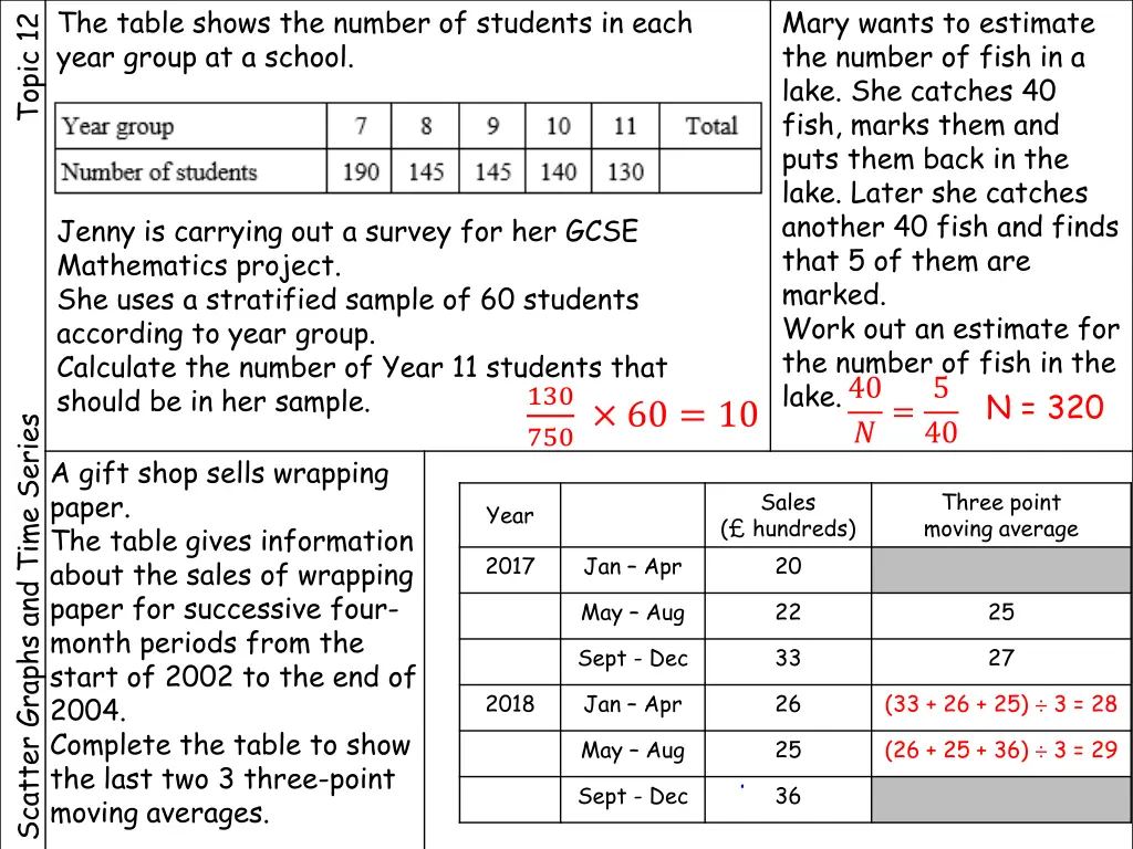 the table shows the number of students in each 1