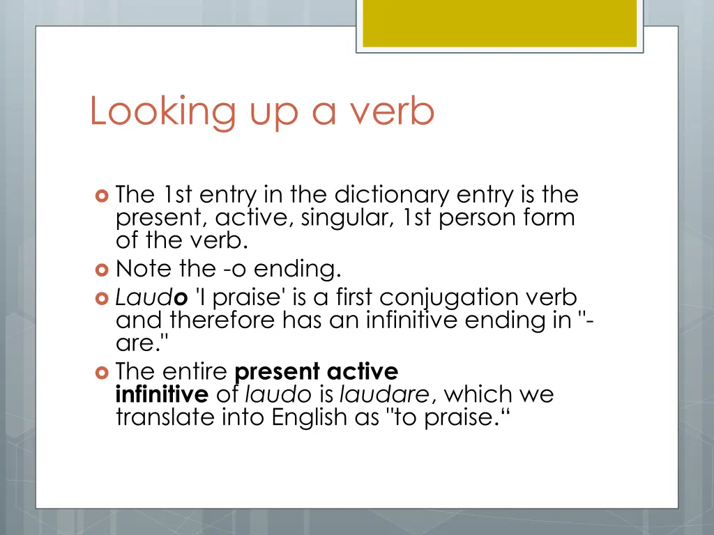 looking up a verb