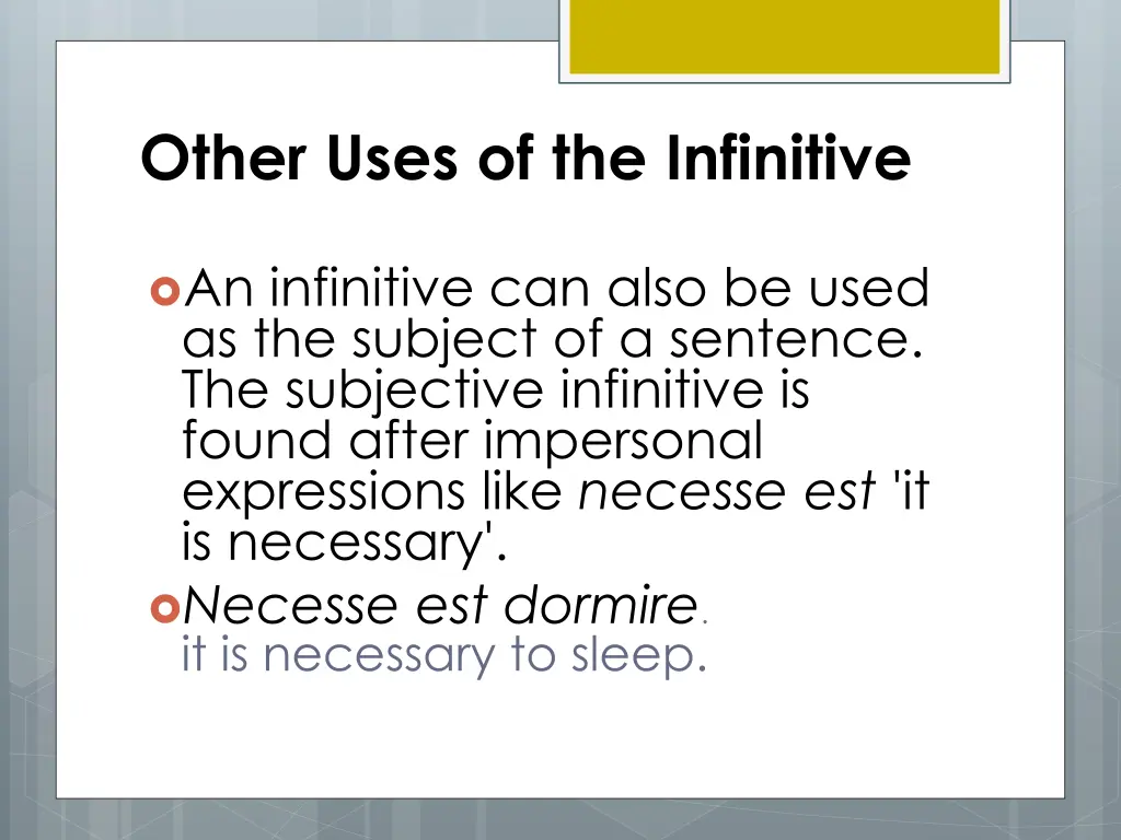 other uses of the infinitive