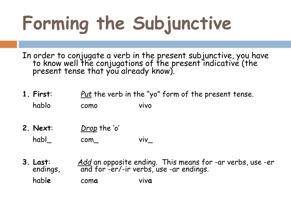 forming the subjunctive