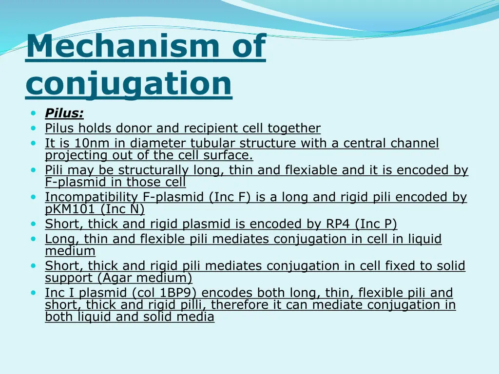 mechanism of conjugation pilus pilus holds donor