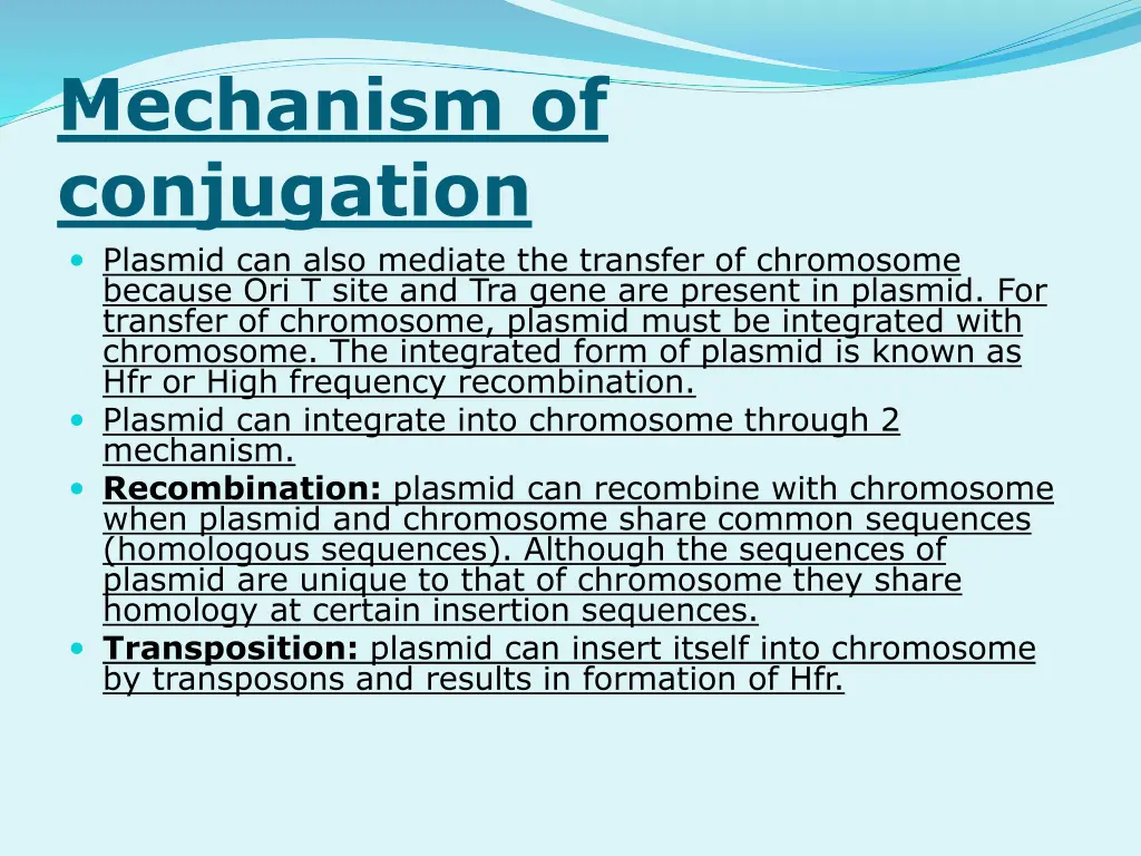 mechanism of conjugation plasmid can also mediate