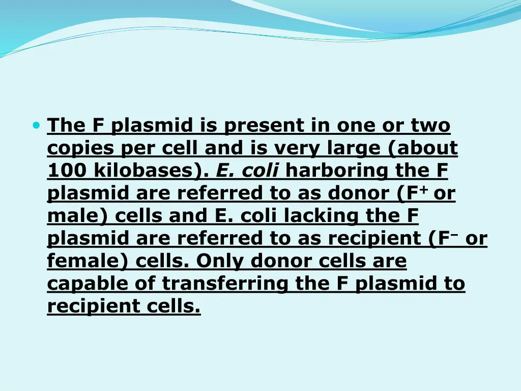 the f plasmid is present in one or two copies