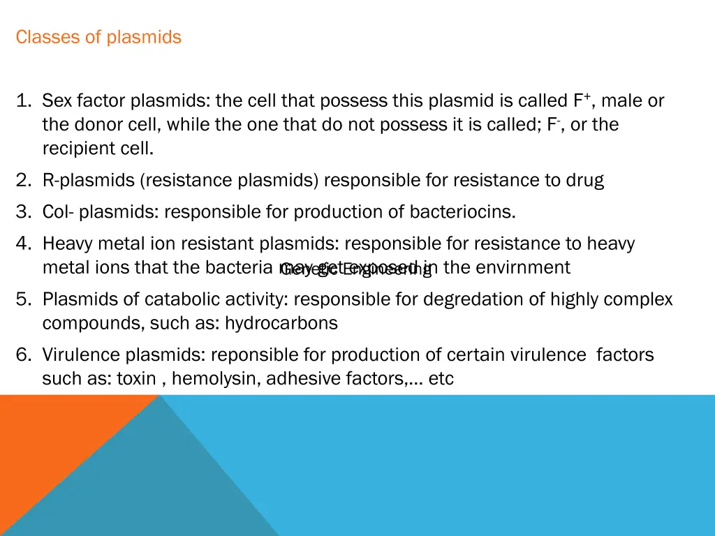 classes of plasmids