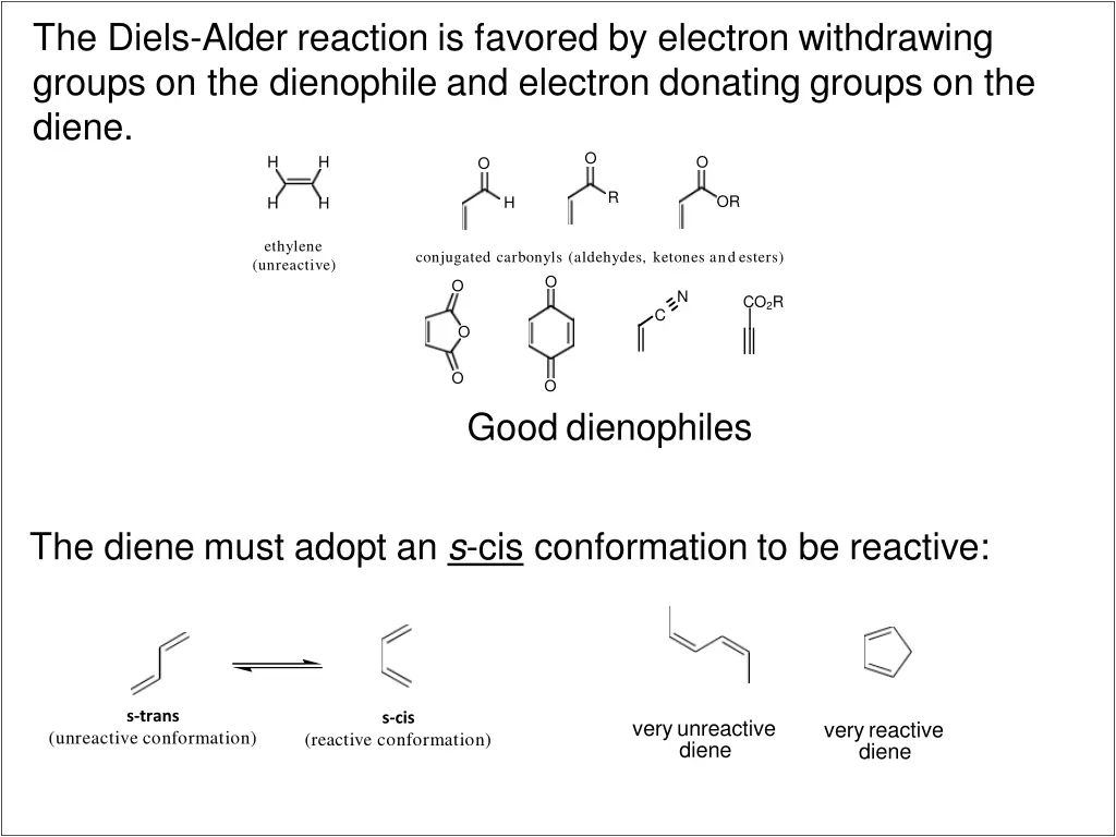 the diels alder reaction is favored by electron