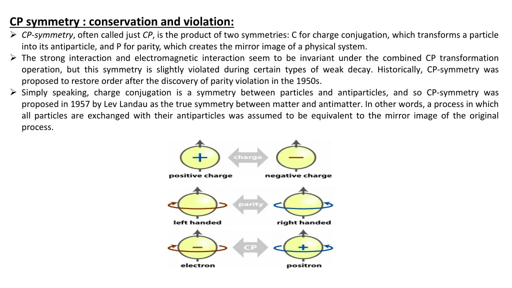 cp symmetry conservation and violation