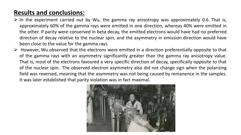 results and conclusions in the experiment carried