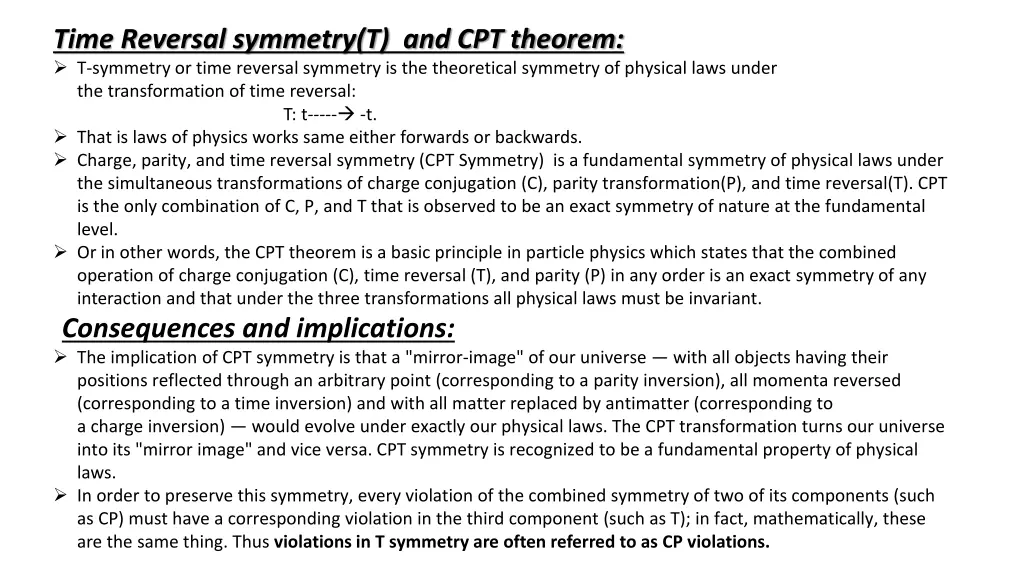 time reversal symmetry t and cpt theorem