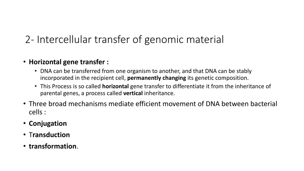 2 intercellular transfer of genomic material