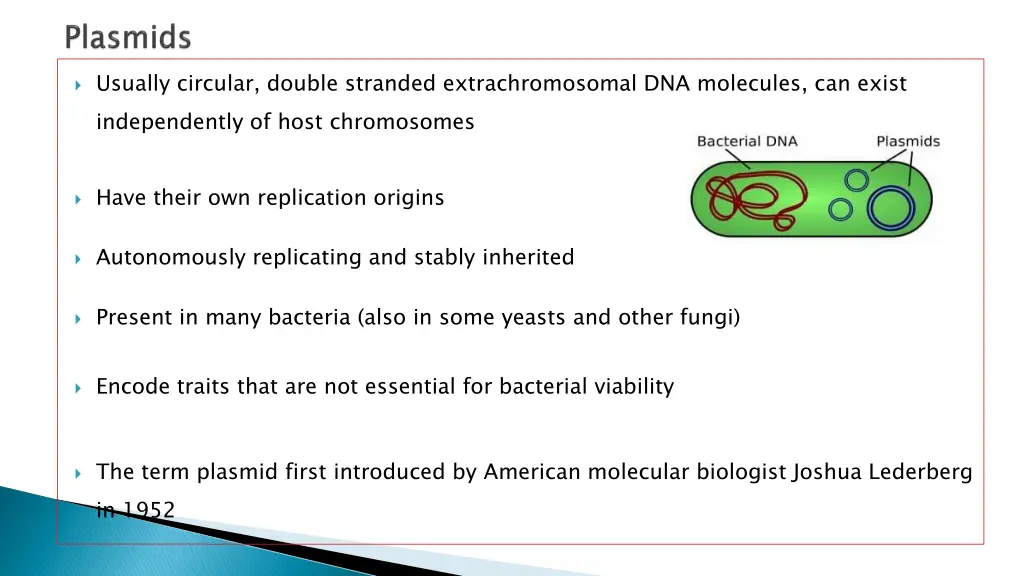 usually circular double stranded extrachromosomal