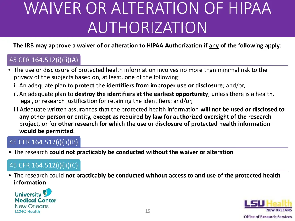 waiver or alteration of hipaa authorization