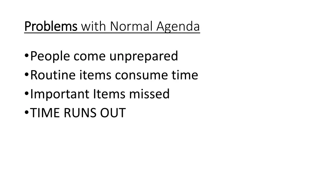 problems problems with normal agenda