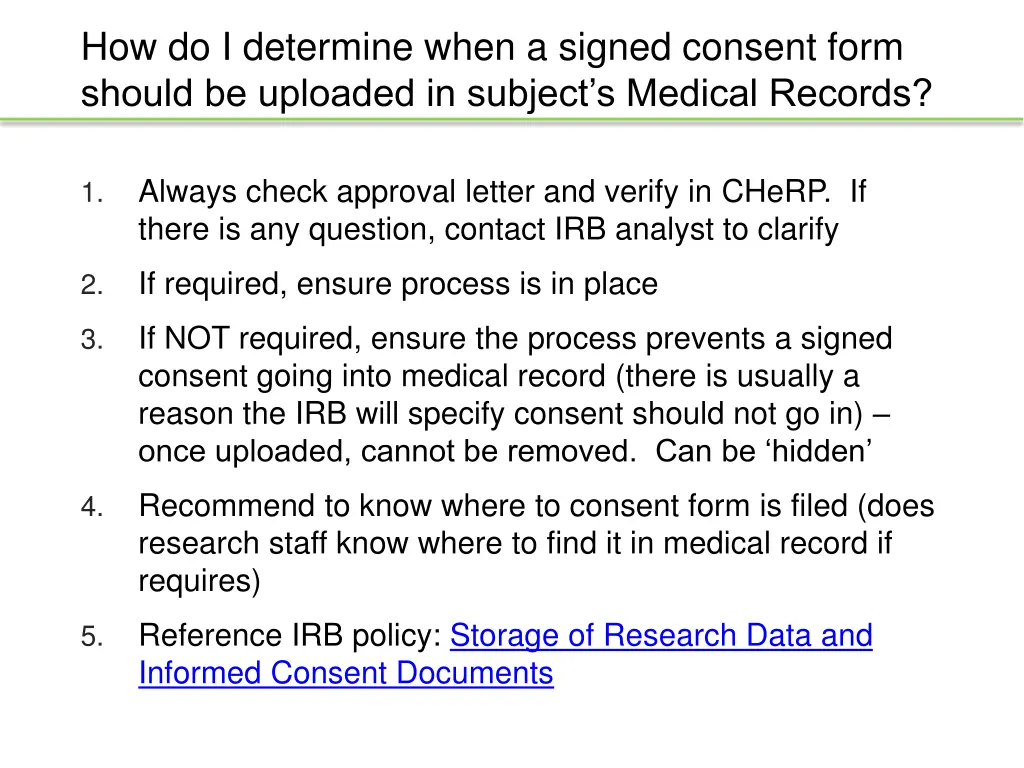 how do i determine when a signed consent form