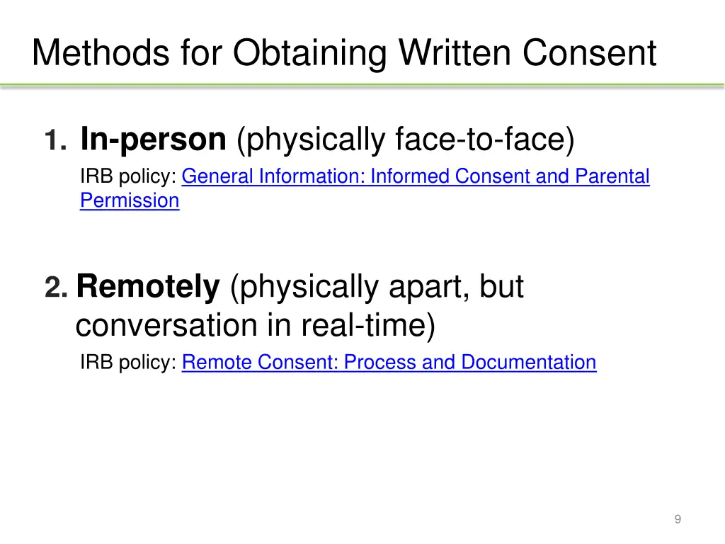 methods for obtaining written consent