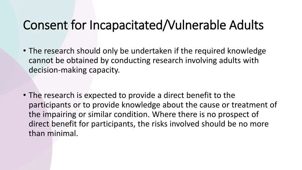 consent for incapacitated vulnerable adults