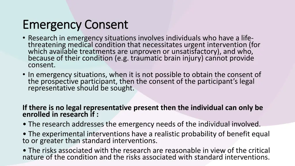 emergency consent emergency consent research