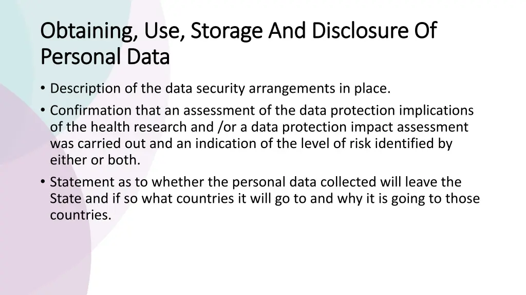 obtaining use storage and disclosure of obtaining 2