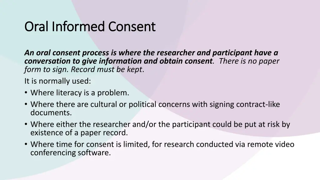 oral informed consent oral informed consent