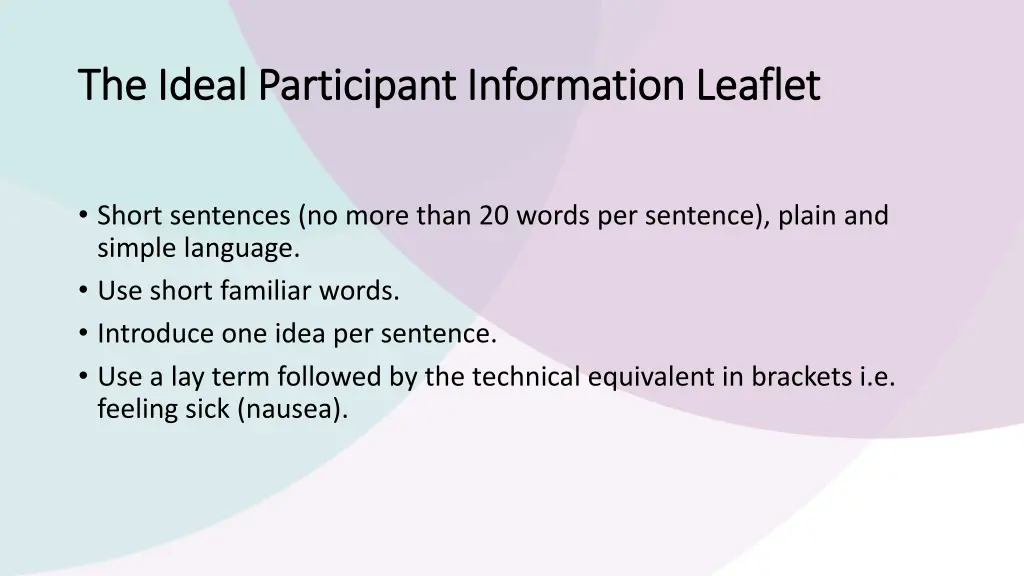 the ideal participant information leaflet