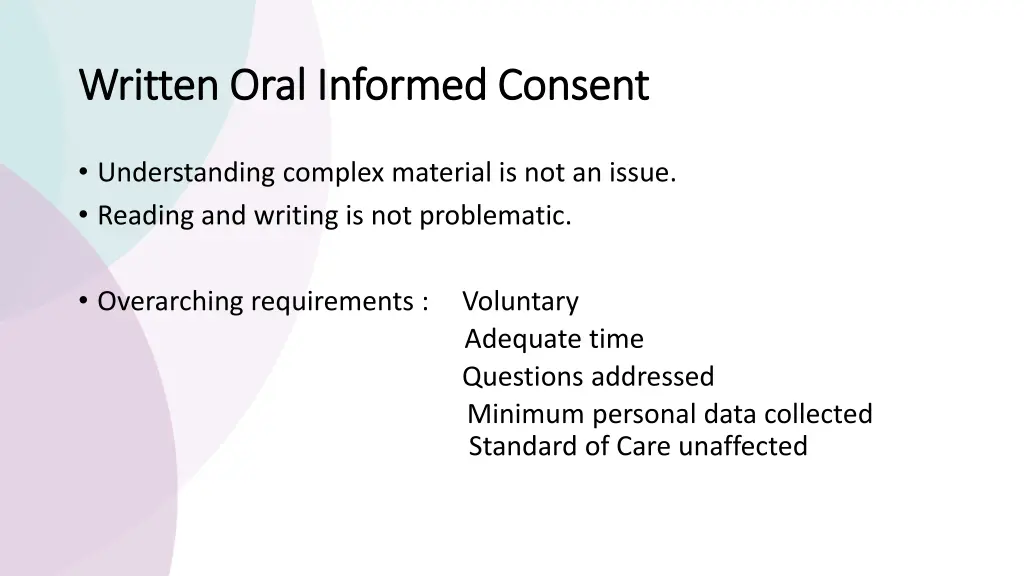 written oral informed consent written oral