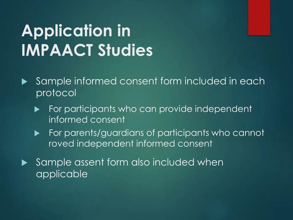 application in impaact studies 2