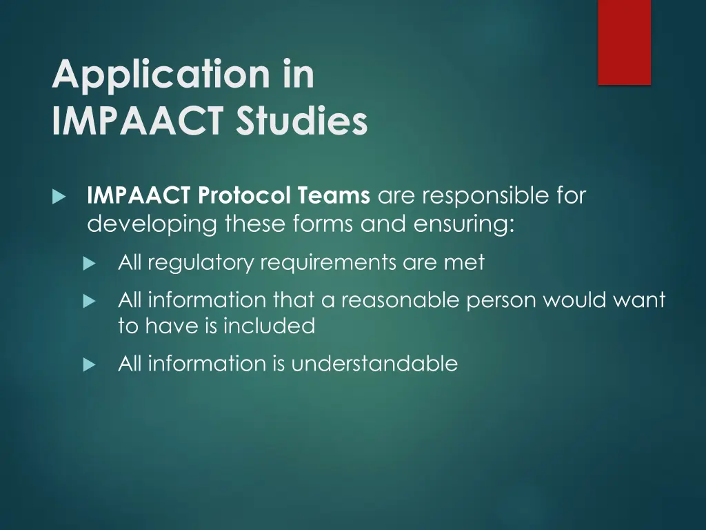 application in impaact studies 3