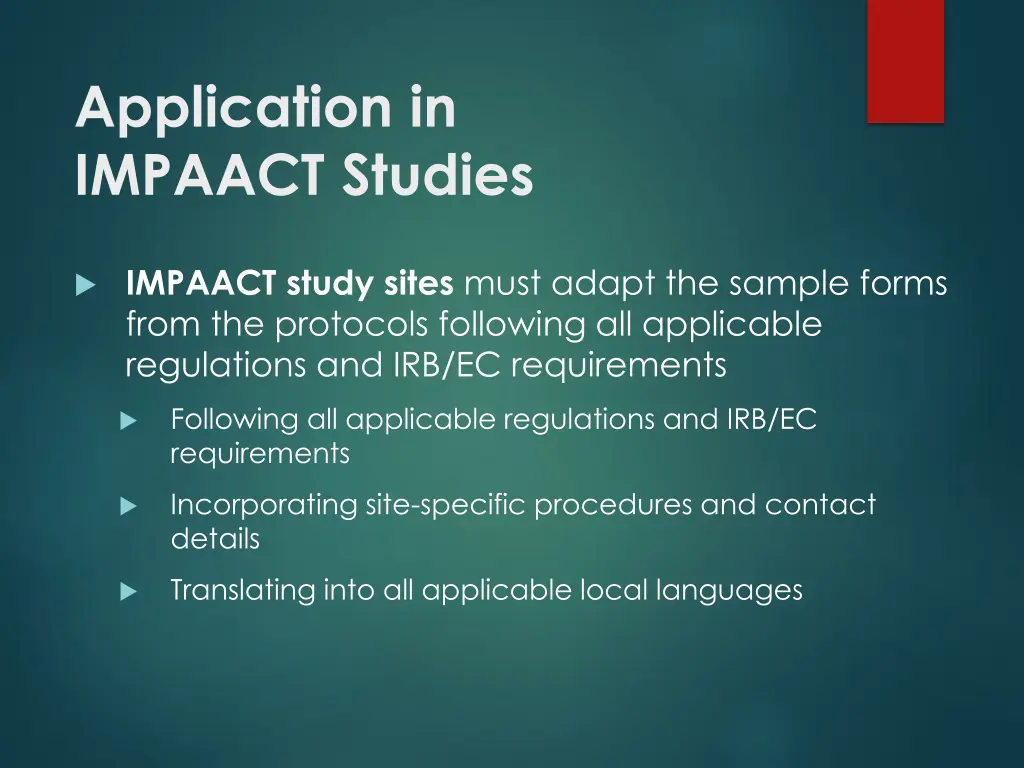 application in impaact studies 5