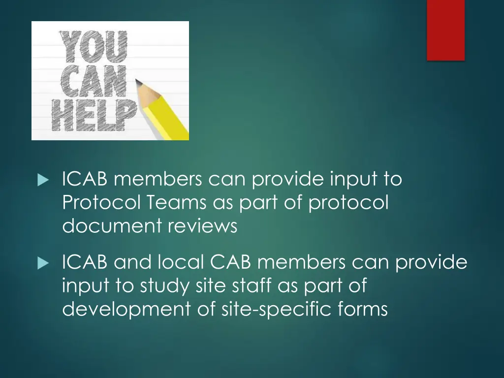 icab members can provide input to protocol teams